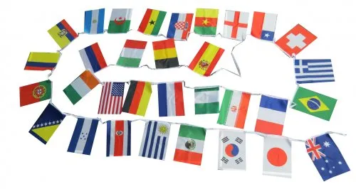 BRUBAKER Wimpelkette Flaggenkette Länderflaggen international 32 Länder Fahnen ca. 9 m Länge
