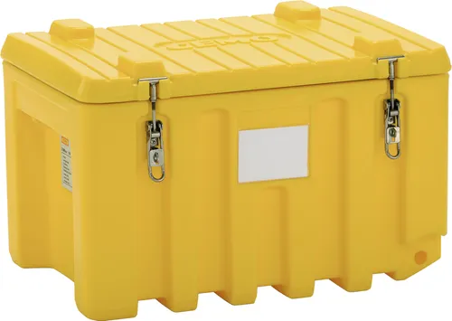 CEMbox Werkzeugbox 150 l - Spritzwassergeschützt und stapelbar - Werkzeug- und Transportbox aus Polyethylen, spritzwassergeschützt mit integrierter Dichtung, ideal für den sicheren Transport von Werkzeugen. Stapelbar mit Arretierungsnocken und abschließbaren Edelstahl-Exzenterverschlüssen.