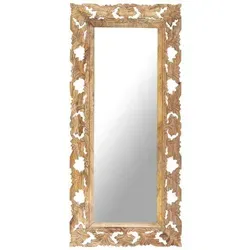 vidaXL Spiegel Handgeschnitzt Braun 110x50 cm Massivholz Mango
