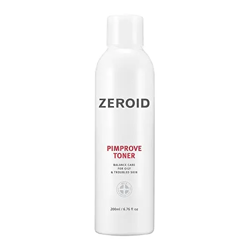 ZEROID Pimprove Toner 200ml, Mit Ceramid, Zink und Salicylsäure, Ausgewogene Pflege für fettige und rissige Haut, Hautausgleich und Porenverfeinerung, Koreanische Hautpflege mit MLE-Technologie