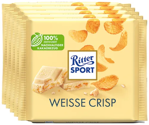 Ritter Sport Weiss & Crisp - Weiße Schokolade Cornflakes - 5 Tafeln je 100g