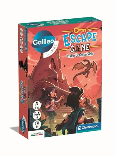 Clementoni Galileo Escape Game - In der Drachenhöhle, Escape Spiel für Kinder ab 8 Jahren, fördert logisches Denken und Teamarbeit