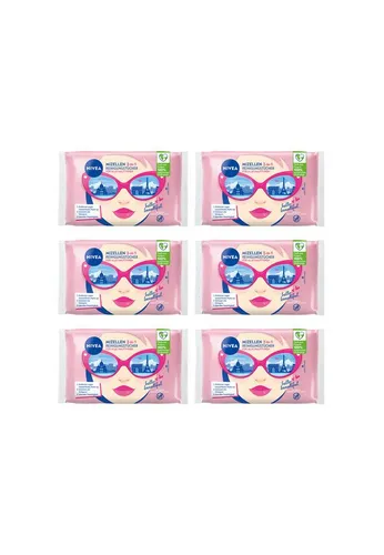 Nivea Gesichtsreinigungstücher Mizellen Reinigungstücher 3in1 Design Edition 6 x 25 Stück, 6-tlg., Gesichtsreinigung