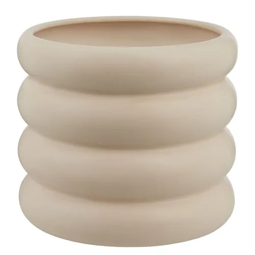 BUTLERS Blumentopf Hoop Steingut Beige Ø 18cm | Übertopf für Kräuter & Pflanzen, Pflanzentopf für innen, Blumenübertopf für Balkon | Dekoration Fensterbank Deko Wohnzimmer