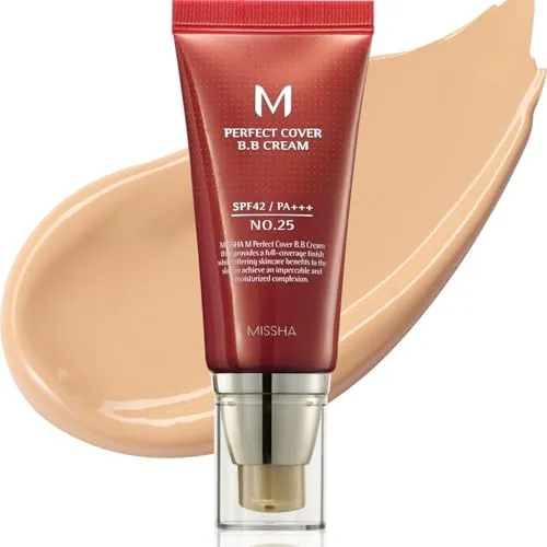 MISSHA M Perfect Cover BB Cream SPF42 PA+++ 50ml #25 Warm Beige – Mittlere bis hohe Abdeckung, Feuchtigkeit, Sonnenschutz, natürliches Finish, strahlende Haut