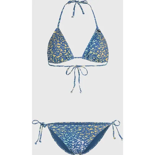 O'Neill Essentials Capri Bondey Bikini SET - Gelb mit Tiermotiv - Bademode für Damen, stilvolles Bikini-Set mit Triangel-Top und mittelhohem Höschen für optimalen Komfort und Bewegungsfreiheit, ideal für Strand und Wassersport.
