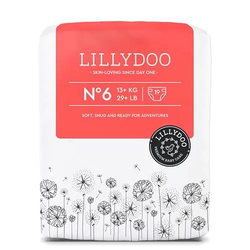 LILLYDOO hautfreundliche Baby Windeln - Größe 6 (13+ kg), 19 Stück, Sicherer Auslaufschutz, Weich, Parfümfrei, Ohne Lotionen & Farbstoffe für empfindliche Haut, Dermatologisch getestet