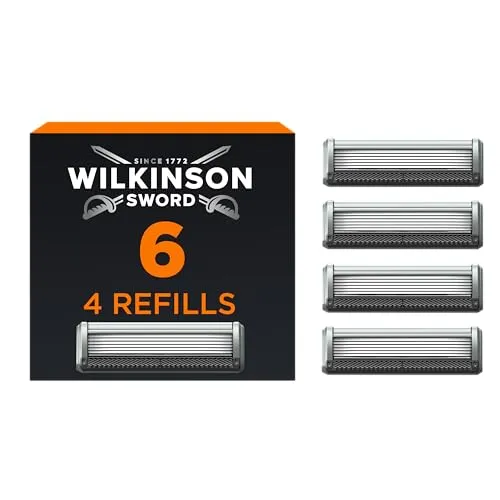 Wilkinson Sword Rasierer für Männer mit 6 diamantbeschichteten Klingen - Rasierer für Herren mit 6 langlebigen diamantbeschichteten Klingen für eine gründliche Rasur und integrierter Konturenklinge für präzise Ergebnisse. Hergestellt in Deutschland und umweltfreundliche Verpackung.