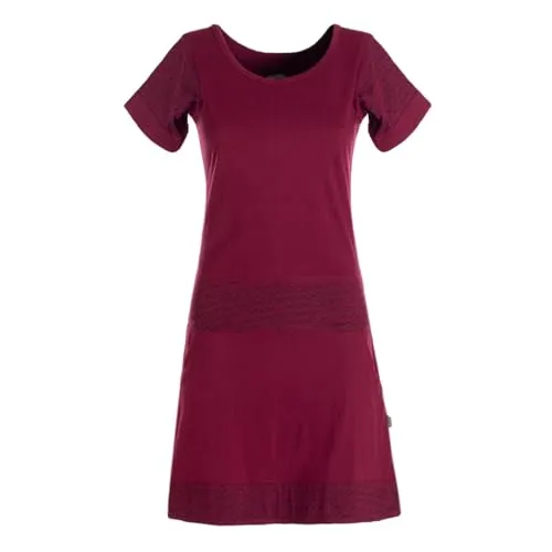 Vishes kurzärmliges Damen-Kleid in dunkelrot - Handgefertigt aus 100% Baumwolle, Größe XL (42) - Stylisches, handgefertigtes Kleid in dunkelrot mit praktischen Taschen. Aus weichem Baumwoll-Jersey für hohen Tragekomfort. Ideal für Sommeranlässe – vom Büro bis zum Stadtbummel.
