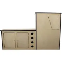 VW T4/T5 Camper Van Küche für Rechtslenker - Robuste MDF Küchenzeile für den Selbstbau mit elegantem Weinregal und einfacher Montage. Ideal für VW T4/T5, sorgt für stilvolles Camping-Feeling.
