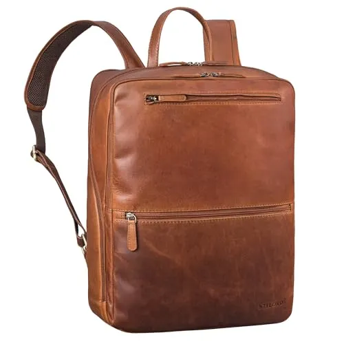 STILORD 'Ettore' Großer Business Rucksack aus Leder für Herren & Damen - Rucksäcke: Moderner 17 Zoll Laptoprucksack aus echtem Rindsleder mit vielen Fächern für Ordnung und Komfort – ideal für Büro, Uni und Reisen.