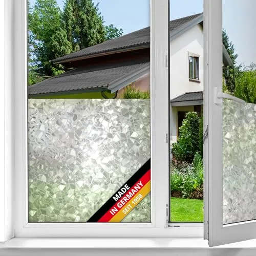 d-c-fix Fensterfolie Splinter - 90 cm x 1,5 m – statische Sichtschutzfolie mit modernem Muster für Glasflächen – selbsthaftend, blickdicht, dekorativ
