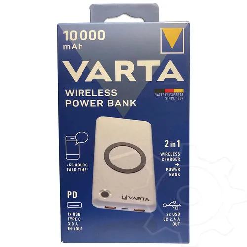 Varta Wireless Power Bank 10000 + Ladekabel - 10000mAh, kabelloses Laden für maximale Flexibilität unterwegs