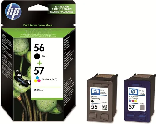HP 56/57 Druckerpatronen Multipack - Original Druckerpatronen in Schwarz und Dreifarbig für brillante Ausdrucke, ideal für den täglichen Einsatz mit HP Druckern.