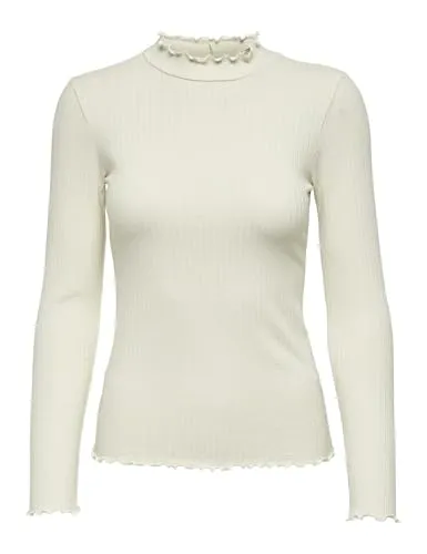 JDY Damen JDYfransiska L/S Highneck Top Jrs Noos Langarmshirt, Whitecap Gray, M EU