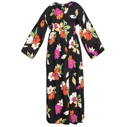 Maxikleid BILLABONG "Night Bloom" für Damen, Gr. XS - Elegantes Maxikleid aus 100% Viskose mit tailliertem Oberteil und tiefem V-Ausschnitt, perfekt für besondere Anlässe oder den Alltag.