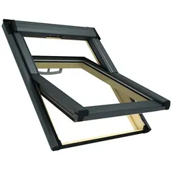 Roto Dachfenster Q42C H200 - 78x118 cm Schwingfenster aus Holz - Premium Dachfenster mit 2-fach Comfortverglasung, einfache Montage im Stecksystem und ergonomischem Griff für höchsten Bedienkomfort. Ideal für energieeffizientes Wohnen.