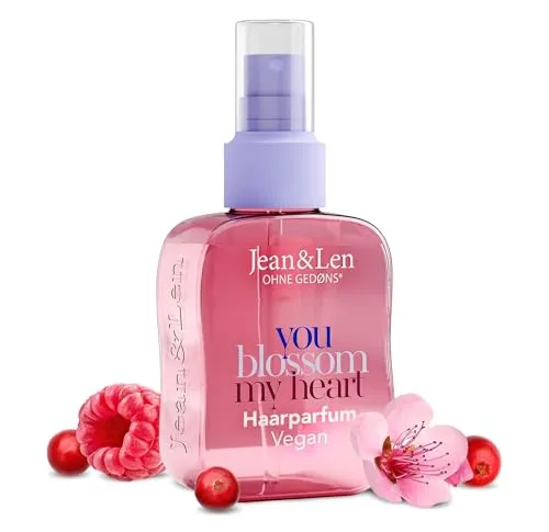 Jean & Len Haarparfum you blossom my heart, duftet nach Blüten & roten Früchten, pflegende Formel, für alle Haartypen geeignet, beschwert das Haar nicht, vegan Hair Perfume, ohne Silikone, 105 ml