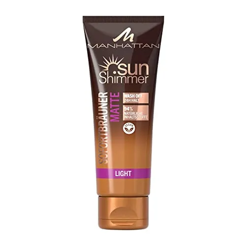 Manhattan Sunshimmer Sofortbäuner Matte Light, für makellose Bräune mit bis zu 24 Stunden Halt, 125 ml