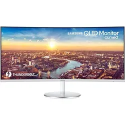 Samsung 34" CJ791 Curved Monitor - QLED-Monitor mit 34" (86,4 cm) und 21:9 Seitenverhältnis, bietet beeindruckende Quantum Dot Farben und zwei Thunderbolt 3 Anschlüsse für blitzschnelle Datenübertragung.