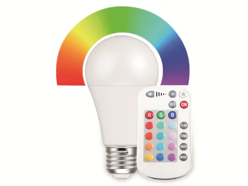 BLULAXA 48633 - RGBW LED Lampe E27 mit Fernbedienung - Dimmbare 9 W LED Lampe in Birnenform mit Farbwechsel-Funktion. Die opale Abdeckung sorgt für gleichmäßige Ausleuchtung und lange Lebensdauer von bis zu 25.000 Stunden. Ideal für vielseitige Anwendungen!