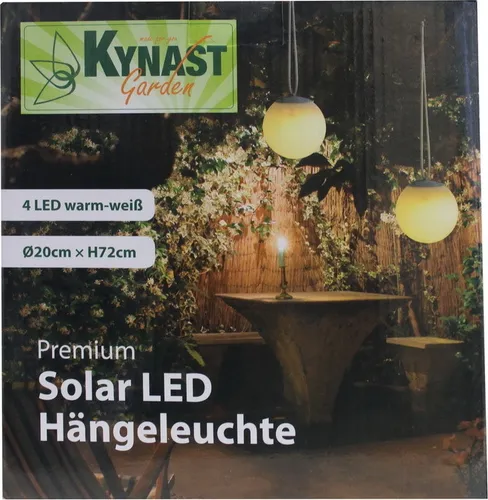 KYNAST Solar LED Hängekugelleuchte Ø 20 cm - Warmweiß für stilvolle Beleuchtung - Lampen, energiesparende Solar-LED-Hängekugelleuchte mit warmweißem Licht für eine stimmungsvolle Gartenatmosphäre.