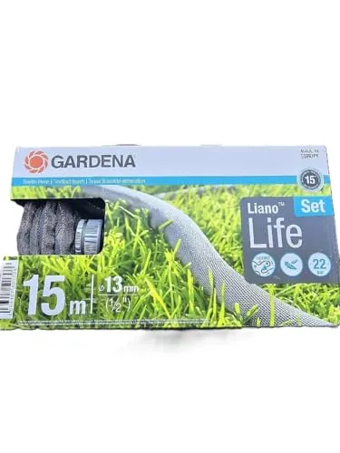Gardena Liano Life Textilschlauch 1/2 Zoll - 15m Hochflexibel, knickfrei und wetterbeständig für einfache Bewässerung im Garten