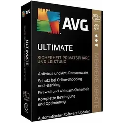 AVG Ultimate 2024/2025 - Umfassender Schutz für 1 oder 10 Geräte - Security-Suiten: Bietet erstklassigen Virenschutz, PC-Optimierung und Passwortmanagement für ein sicheres und reibungsloses digitales Leben.