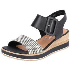 Sandalette REMONTE "ELLE-Collection", Damen Gr. 37, Beige - Bequeme Keilsandalette aus Leder/Bast mit 5 cm Absatzhöhe und gepolstertem Softfußbett, ideal für den Sommer und feminine Outfits.