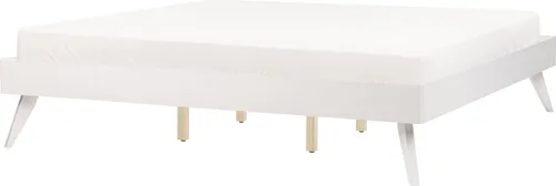 Bett mit hohen Beinen 180 x 200 cm Berric - Klassisches Doppelbett in Weiß mit stabilen Holzbeinen, ideal für stilvolle Schlafzimmer und vielseitige Dekorationen.