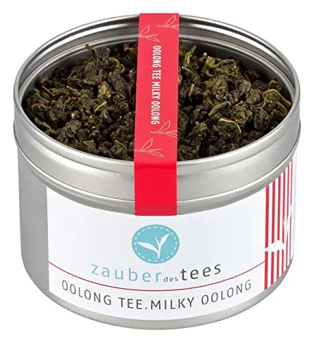Zauber des Tees Milky Oolong Tee – Premium Oolong Tee mit feiner Milchnote, halbfermentierter Grüner Tee lose mit zauberhaftem Geschmack, Top-Qualität in wiederverschließbarer Dose, 65 g