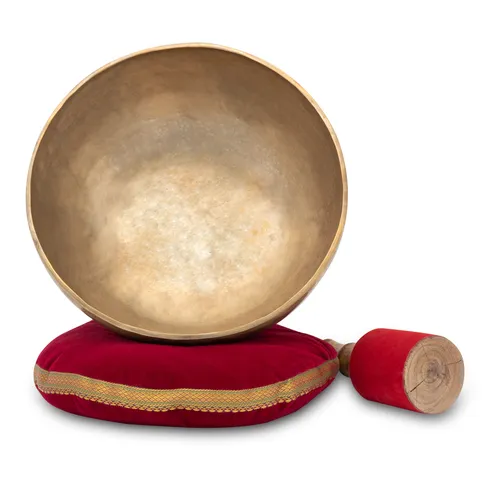 XDrum Omshanti Klangschale 30 cm Komplett Set - Esoterik: Handgehämmerte Klangschale aus 7 Metalllegierungen, perfekt für Meditation und Therapie, inklusive Kissen und Schlägel.