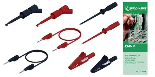 SKS Hirschmann PMS 2 Messleitungs-Set 1.00m - Messleitungen für Multimeter, ideal für präzise Messungen und Prüfungen mit robusten 2mm Steckern in Schwarz und Rot.