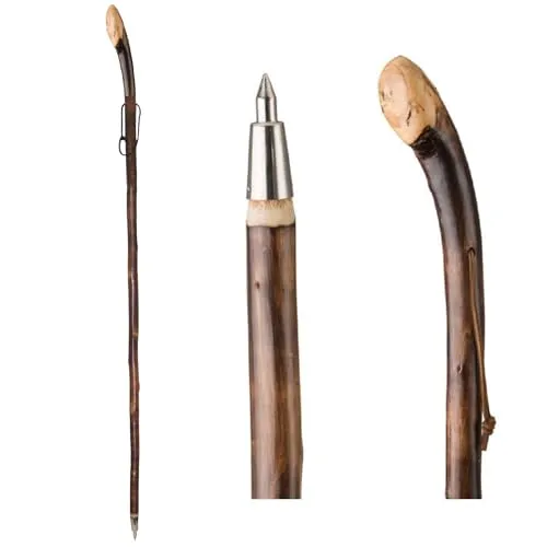 Gehstock Wanderstock aus echtem Kastanien Wurzelholz - Gehstöcke aus echtem Holz mit stabiler Metallspitze, ideal für sichere Wanderungen im Gelände, Gesamtlänge ca. 122 cm.