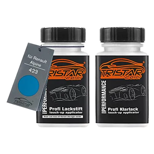TRISTARcolor Autolack Lackstift Set für Renault/Alpine 423 Bleu Saviem Basislack Klarlack je 50ml