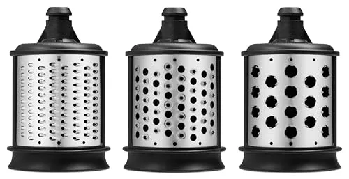 KitchenAid Zubehör Raspeltrommeln 5KSMEMVSC - Zubehör für Standrührer mit 3 Edelstahl-Raspeltrommeln für schnelles und effizientes Raspeln von Gemüse, Käse und mehr – ideal für kreative Küchenprojekte.