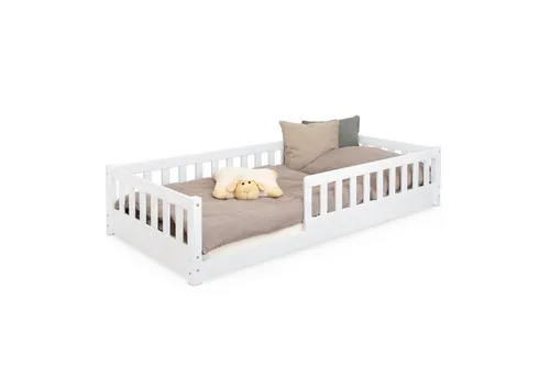 Ehrenkind Kinderbett Bodenbett 90x200 cm - Montessori Bodenbett aus massivem Kiefernholz mit Rausfallschutz, ideal für sicheres Schlafen und Spielen von Kleinkindern.
