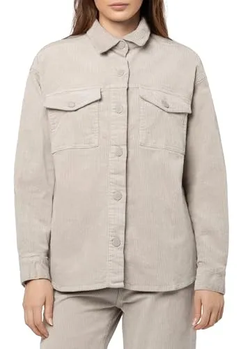 Eight 2 Nine Damen Cord Hemdjacke – Lässige Cordjacke mit Knopfleiste Light-beige XL