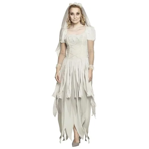 Boland Erwachsenen-Kostüm Geister-Braut - langes Kleid mit Haarreif und Schleier, perfekt für Karneval und Halloween