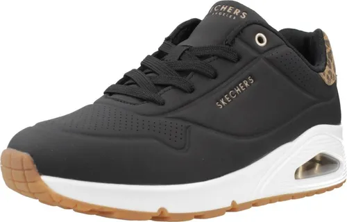 Skechers Uno - Jungle Nite Damenschuhe Schnürer Schwarz, Größe 37 EU - Schnürer, extrem bequeme Skechers Air-Cooled Memory Foam® Innensohle und stylisches Leopardenmuster für individuellen Look.