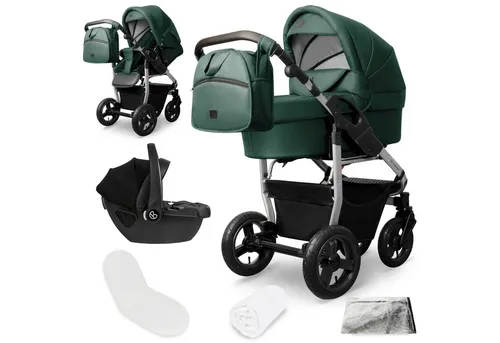 bergsteiger Kombi-Kinderwagen Babywagen Capri 3in1, Kombikinderwagen Komplettset, (10-tlg)
