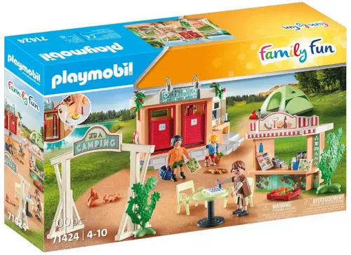 PLAYMOBIL Family Fun 71424 Campingplatz - 100-teiliges Abenteuer-Set mit Zelt, Küche und Kiosk für unvergessliche Camping-Erlebnisse ab 4 Jahren