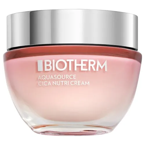 Biotherm Aquasource Cica Nutri Cream 50 ml - Tagescreme für trockene und gestresste Haut, spendet bis zu 48 Stunden intensive Feuchtigkeit und enthält probiotische Extrakte für optimalen Schutz und Regeneration.