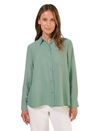 Cecil Damen B345661 Bluse in Matcha Green, XL - Elegante Bluse mit Hemdkragen und Brusttasche, aus leichtem Viskosemix, perfekt für stilvolle Outfits im Frühling und Sommer.