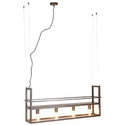 QAZQA - Industrie I Vintage I Industrie I Vintage I Hängelampe I Pendellampe I Pendelleuchte rostbraun mit Gestell 4-flammig - Cage Rack I Wohnzimmer I Schlafzimmer - Stahl Länglich - LED geeignet E27