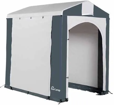 StarCamp Iseo Grey-Line Küchenzelt, anthrazit/grau - Freistehendes, extra hohes Beistellzelt für Wohnwagen. Ideal zum Kochen oder zur Aufbewahrung von Utensilien wie Fahrrädern. Robustes Material für vielseitige Nutzung im Garten.