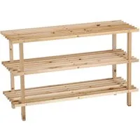 Zeller Schuhregal mit 3 Ablagen - 49,5 cm x 26 cm x 80 cm Kiefer - Schuhbänke: Hochwertiges Nadelholz, bietet Platz für bis zu 9 Paar Schuhe und sorgt für Ordnung im Haushalt.