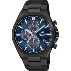 Casio EFS-S630DC-2AVUEF Herrenuhr - Chronograph mit Solar-Uhrwerk, Saphirglas und 10 atm wasserdicht. Stilvoller Edelstahl-Look mit schickem blauen Akzent, perfekt für modebewusste Männer.