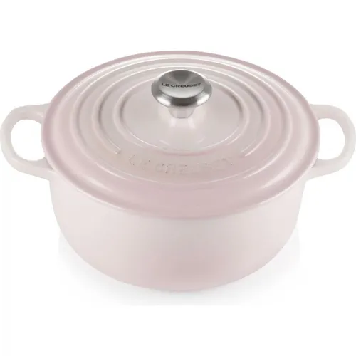 Le Creuset Signature Bräter 24 cm rund Shell Pink - Pfannen, eleganter Emaille-Bräter in zartem Shell Pink, ideal für schonendes Garen und perfekte Ergebnisse.