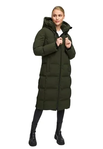 MARIKOO Damen Wintermantel N102 - Gesteppt, Winddicht, Abnehmbare Kapuze - Größe M - DarkOlive - Stylischer Damen Wintermantel aus hochwertigem 100% Polyester für optimalen Schutz und Komfort. Mit abnehmbarer Kapuze, zwei warmen Taschen und flexiblem Schnitt für Bewegungsfreiheit.